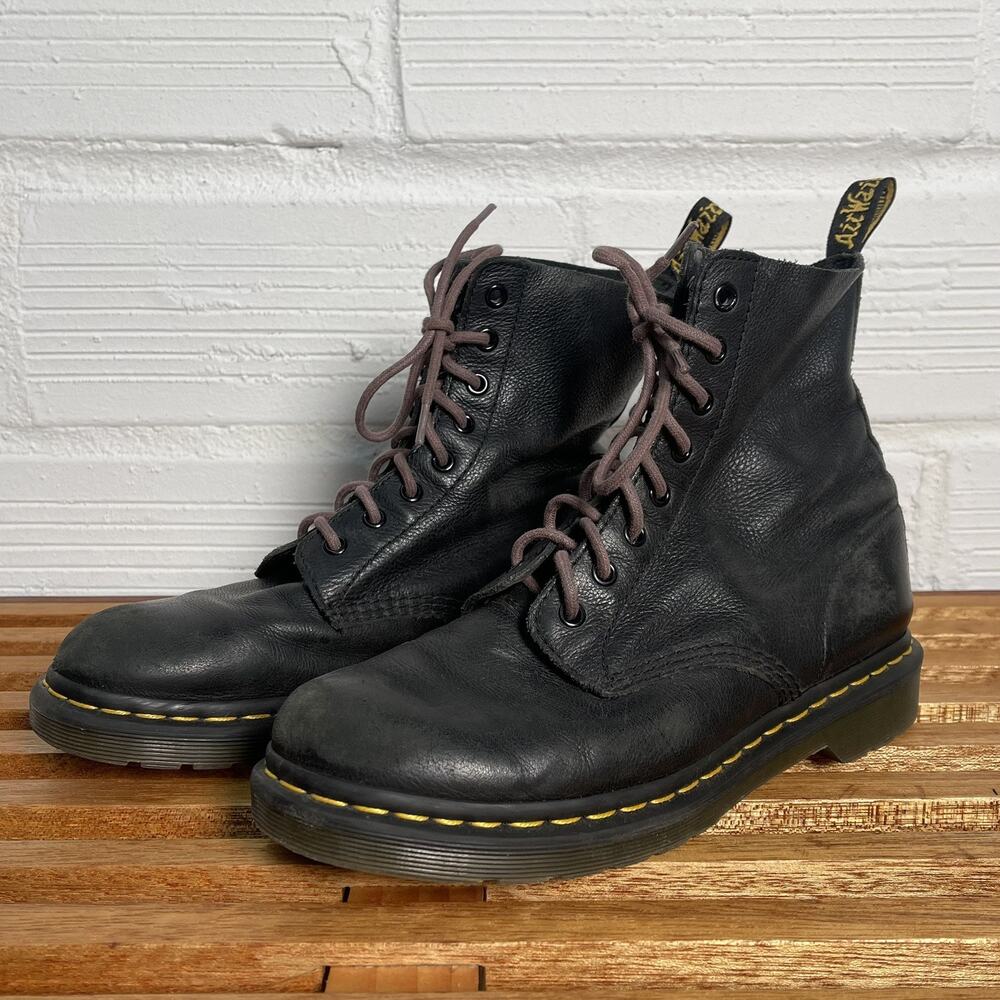 Dr. Martens Pascal Black Leather Lace Up Combat Boots Men 8 Women 10